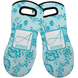 Lace Neoprene Oven Mitts - Set of 2 w/ Name and Initial