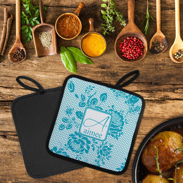 Lace Neoprene Pot Holder - Set of 2  LIFESTYLE (Flatlay)