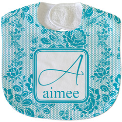Lace Velour Baby Bib w/ Name and Initial