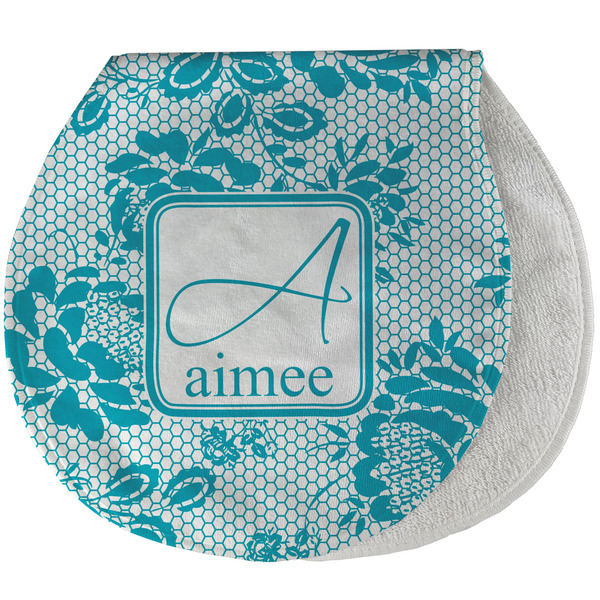 Custom Lace Burp Pad - Velour w/ Name and Initial