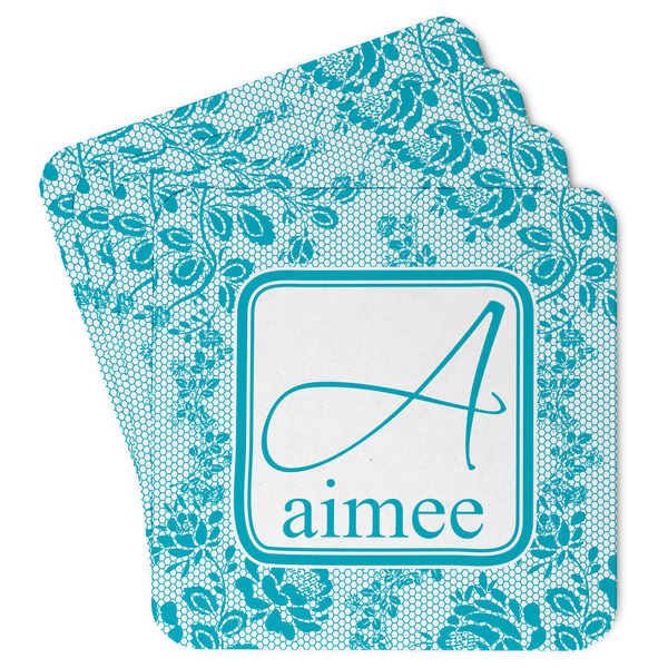 Custom Lace Paper Coasters w/ Name and Initial