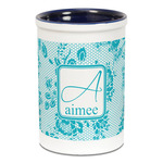 Lace Ceramic Pencil Holders - Blue