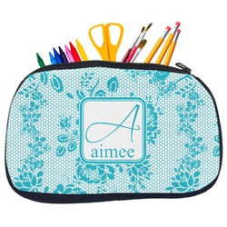 Lace Neoprene Pencil Case - Medium w/ Name and Initial