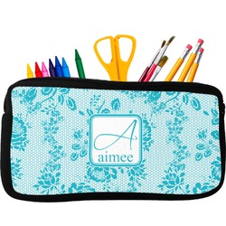 Lace Neoprene Pencil Case - Small w/ Name and Initial