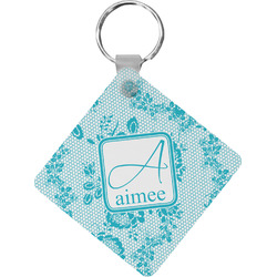 Lace Diamond Plastic Keychain w/ Name and Initial