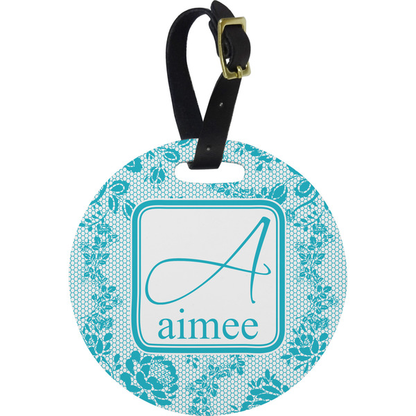 Custom Lace Plastic Luggage Tag - Round (Personalized)