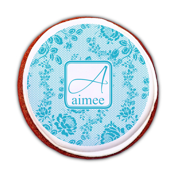 Lace Printed Icing Circle - Medium - On Cookie
