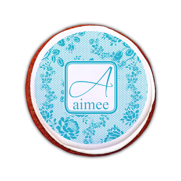 Lace Printed Icing Circle - Small - On Cookie
