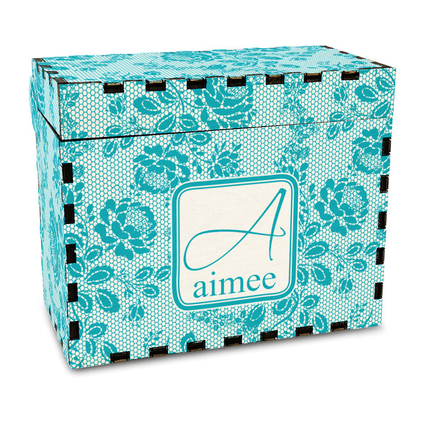 Custom Lace Wood Recipe Box - Full Color Print (Personalized)
