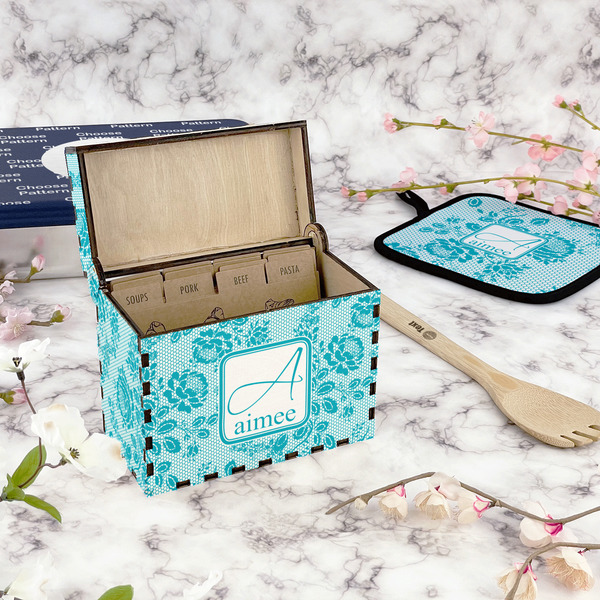 Lace Recipe Box - Full Color - In Context