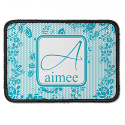 Lace Iron On Rectangle Patch w/ Name and Initial
