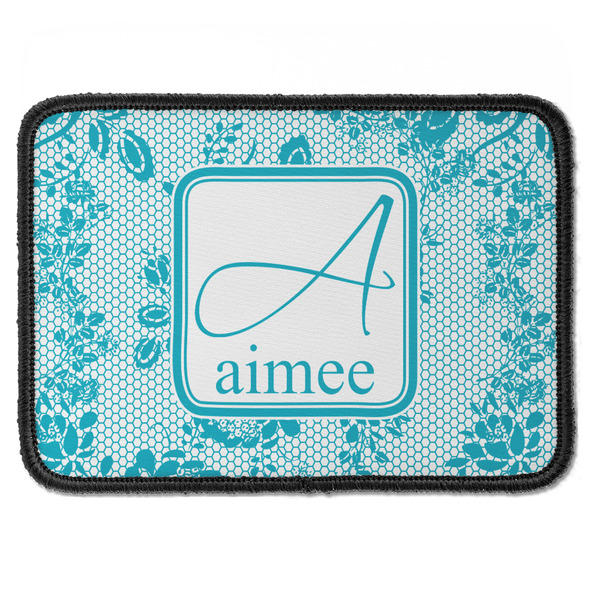 Custom Lace Iron On Rectangle Patch w/ Name and Initial