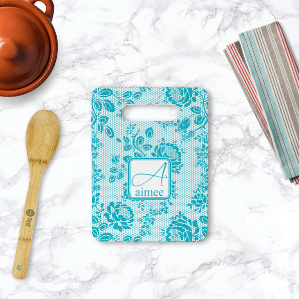 Lace Rectangle Trivet with Handle - LIFESTYLE