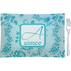 Lace Rectangular Glass Appetizer / Dessert Plate - Single or Set (Personalized)