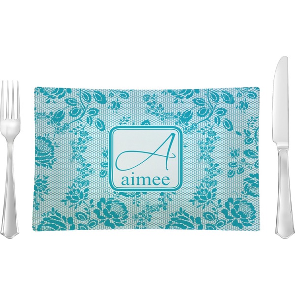Custom Lace Rectangular Glass Lunch / Dinner Plate - Single or Set (Personalized)
