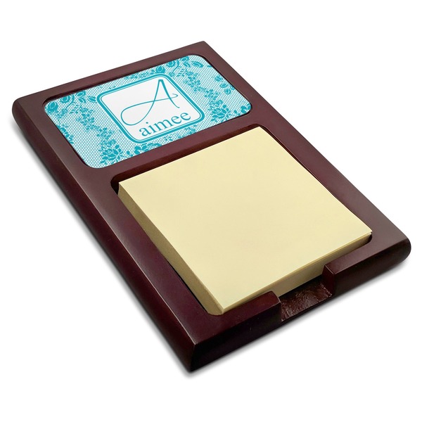 Custom Lace Red Mahogany Sticky Note Holder (Personalized)