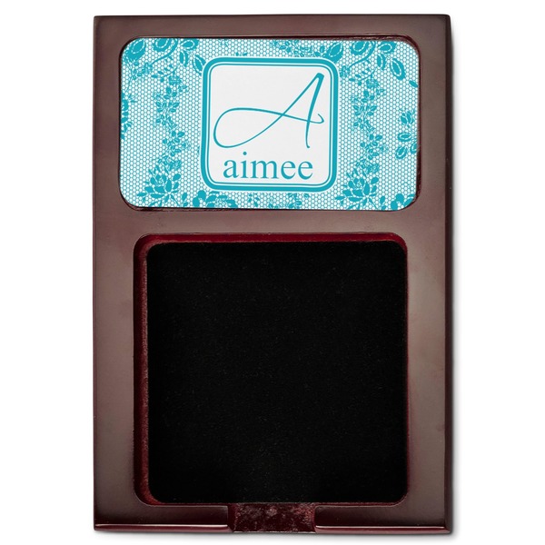 Lace Red Mahogany Sticky Note Holder - Flat