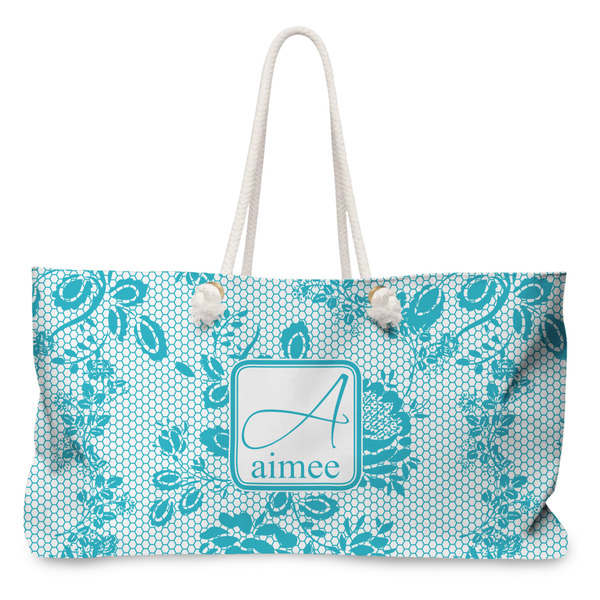 Custom Lace Large Tote Bag with Rope Handles (Personalized)