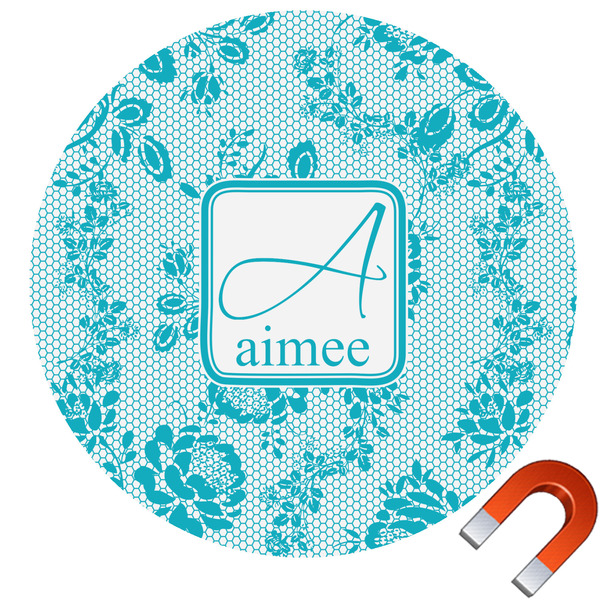 Custom Lace Round Car Magnet - 6" (Personalized)