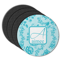 Lace Round Rubber Backed Coasters - Set of 4 (Personalized)
