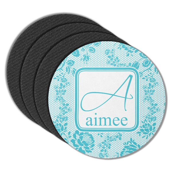 Custom Lace Round Rubber Backed Coasters - Set of 4 (Personalized)