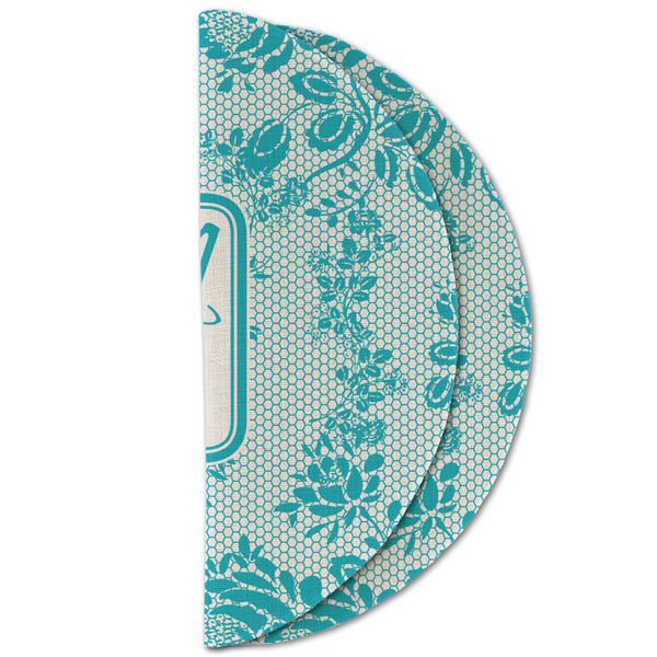 Lace Round Linen Placemats - HALF FOLDED (double sided)