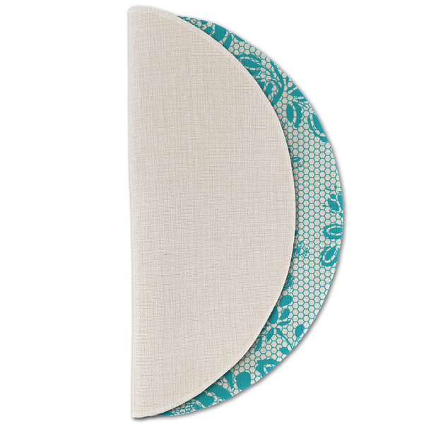 Lace Round Linen Placemats - HALF FOLDED (single sided)