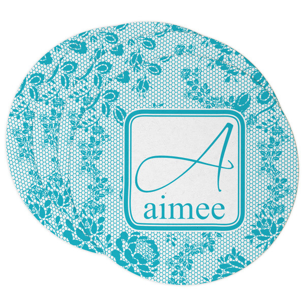Custom Lace Round Paper Coasters w/ Name and Initial