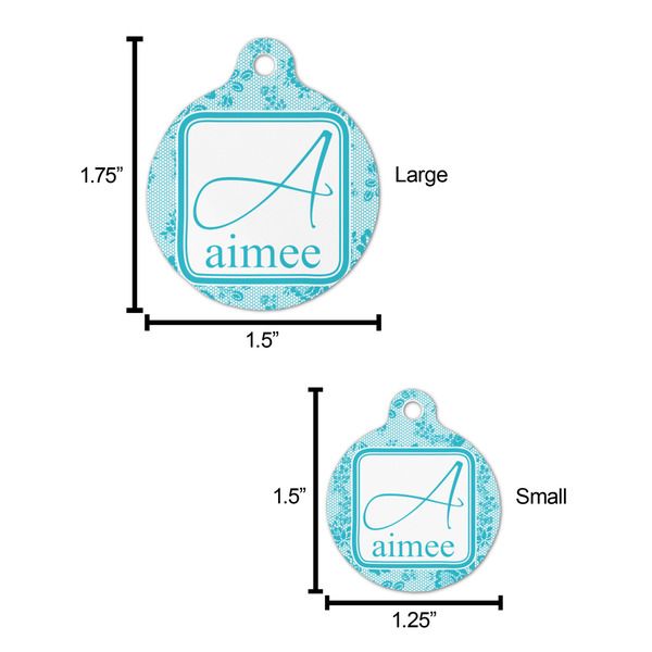 Lace Round Pet ID Tag - Large - Comparison Scale