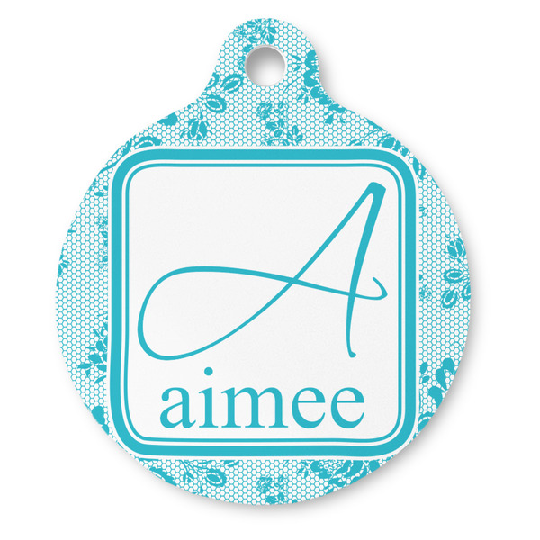 Custom Lace Round Pet ID Tag - Large (Personalized)