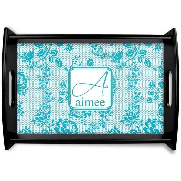 Custom Lace Black Wooden Tray - Small (Personalized)
