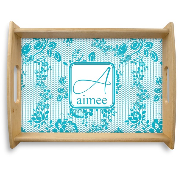 Custom Lace Natural Wooden Tray - Large (Personalized)