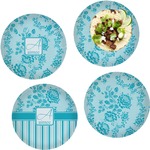 Lace Set of 4 Glass Lunch / Dinner Plate 10" (Personalized)