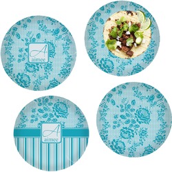 Lace Set of 4 Glass Lunch / Dinner Plate 10" (Personalized)
