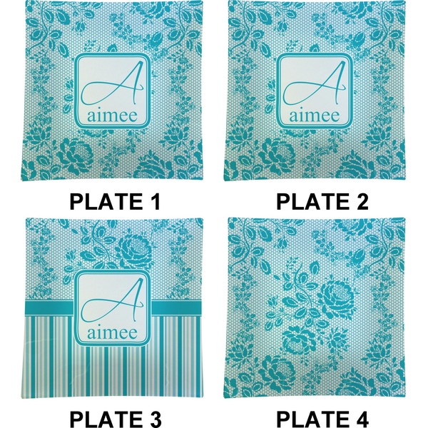 Lace Set of Square Dinner Plates (Approval)