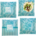 Lace Set of 4 Glass Square Lunch / Dinner Plate 9.5" (Personalized)