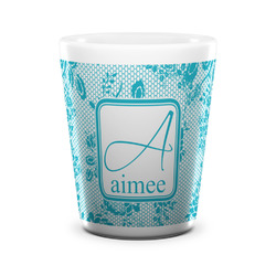 Lace Ceramic Shot Glass - 1.5 oz - White - Single (Personalized)