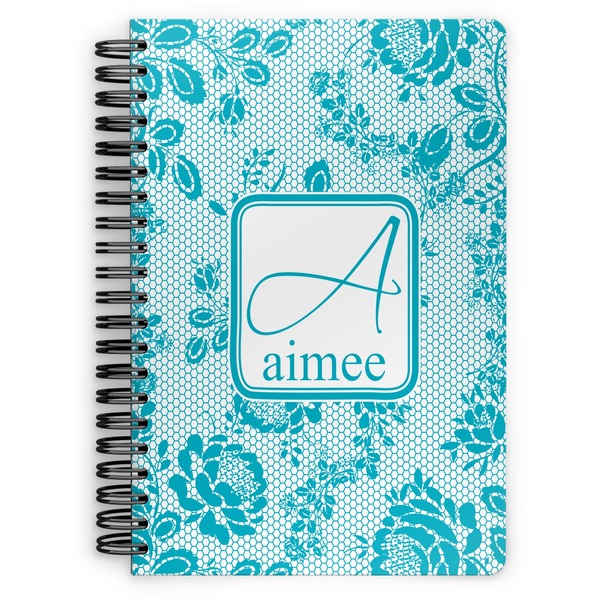 Custom Lace Spiral Notebook - 7x10 w/ Name and Initial
