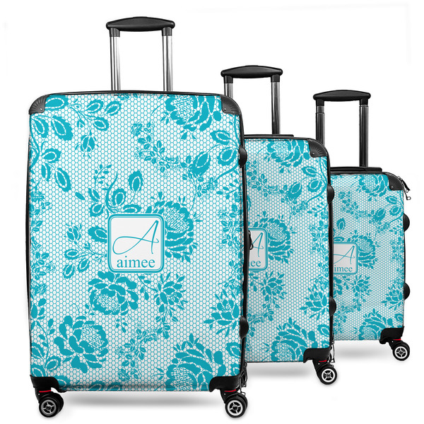 Custom Lace 3 Piece Luggage Set - 20" Carry On, 24" Medium Checked, 28" Large Checked (Personalized)