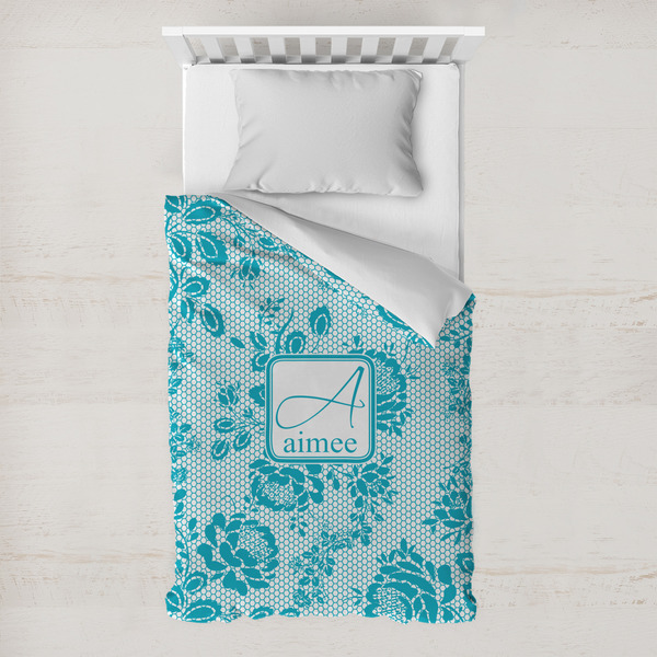 Custom Lace Toddler Duvet Cover w/ Name and Initial