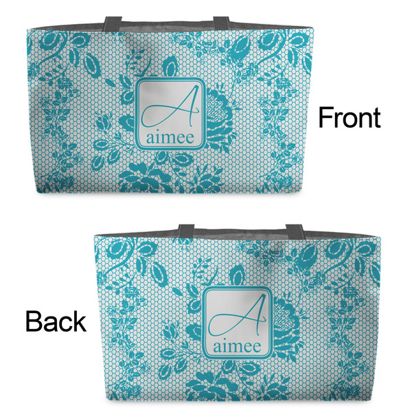 Lace Tote w/Black Handles - Front & Back Views