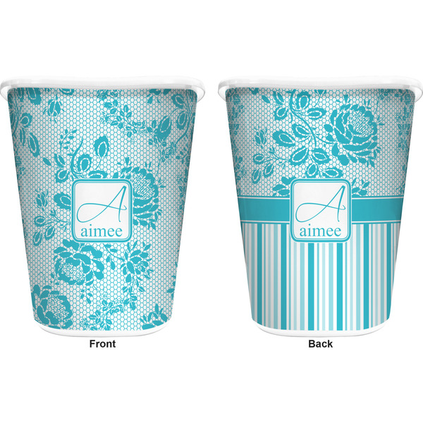 Lace Trash Can White - Front and Back - Apvl