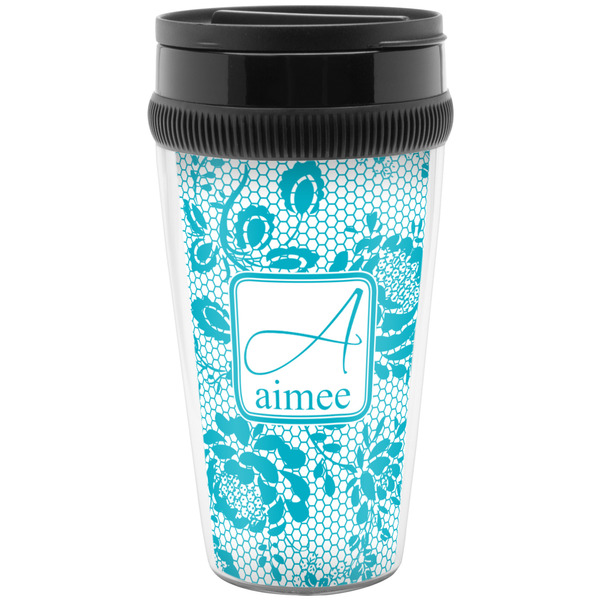 Teal Lace Travel Mug
