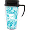 Lace Travel Mug with Black Handle - Front