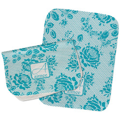 Lace Burp Cloths - Fleece - Set of 2 w/ Name and Initial