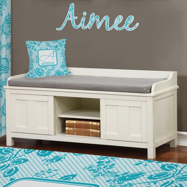 Lace Wall Name Decal Above Storage bench