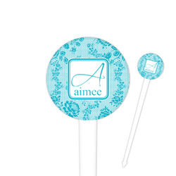 Lace 4" Round Plastic Food Picks - White - Double Sided (Personalized)