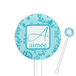 Lace 5.5" Round Plastic Stir Sticks - White - Single Sided (Personalized)