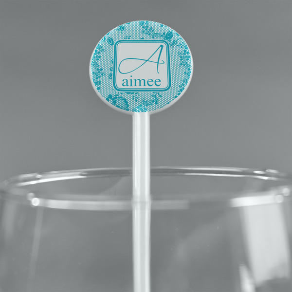 Lace White Plastic 5.5" Stir Stick - Round - Main