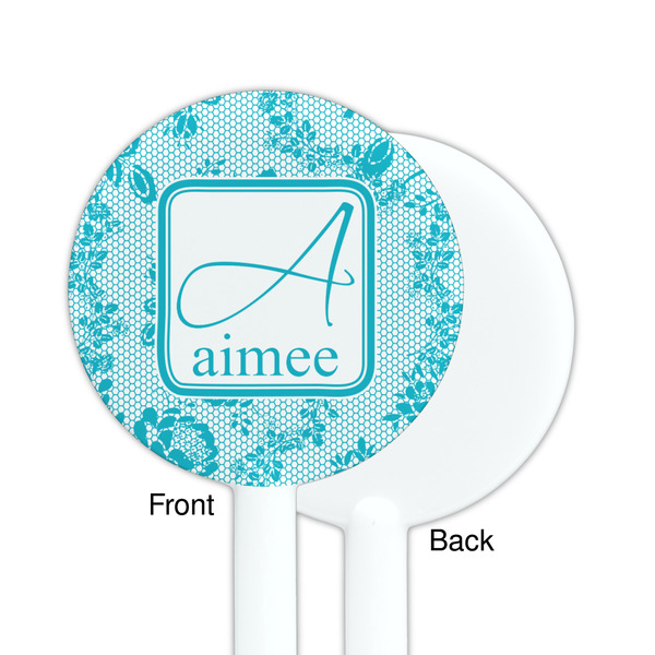 Lace White Plastic 5.5" Stir Stick - Single Sided - Round - Front & Back